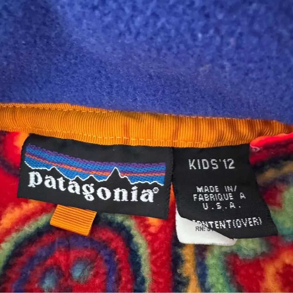 Vtg Patagonia Kid’s 90’s  Snap T Synchilla Fleece Pullover Red Mola Size 12 Rare